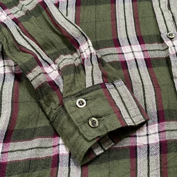 🎉HP🎉 Blue Pepper Day to Day Button Down Plaid Shirt 💗 Olive Cranberry White - Picture 10 of 14